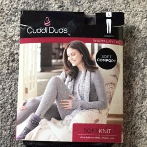 Cuddl Duds Warm Layers Soft Knit Leggings Marled Dark Grey Small